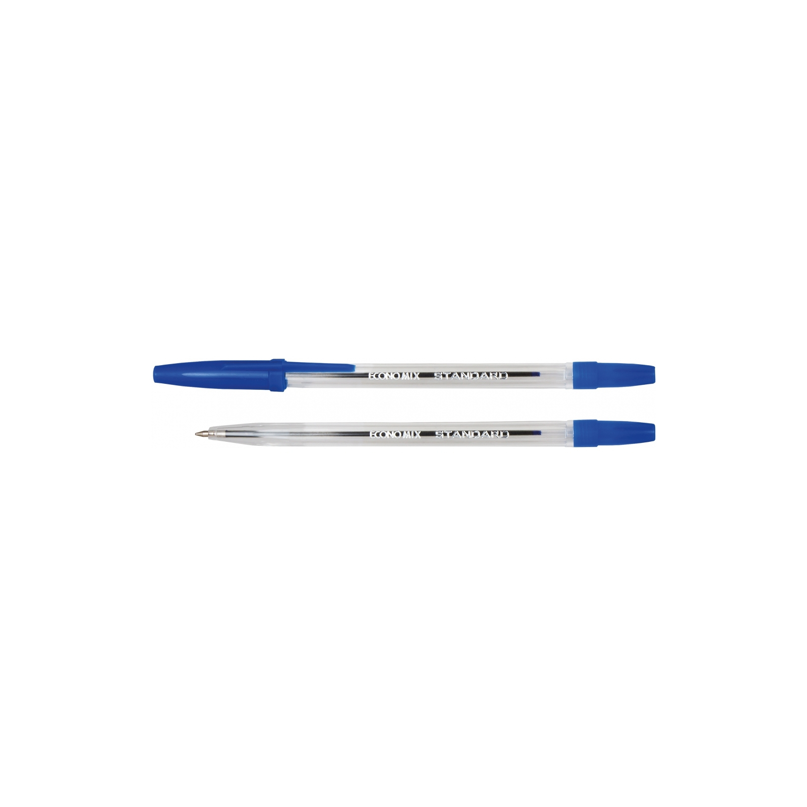 Ручка шариковая Economix STANDARD 0,5мм. Корпус прозрачный, пишет синим (E10117-02)