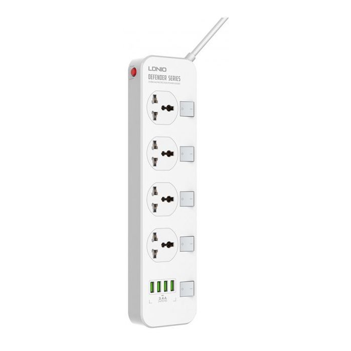 Мережевий фільтр живлення LDNIO SC4408, 4 роз+4USB (SC4408)