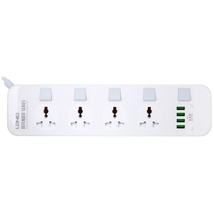Мережевий фільтр живлення LDNIO SC4408, 4 роз+4USB (SC4408) зображення 2