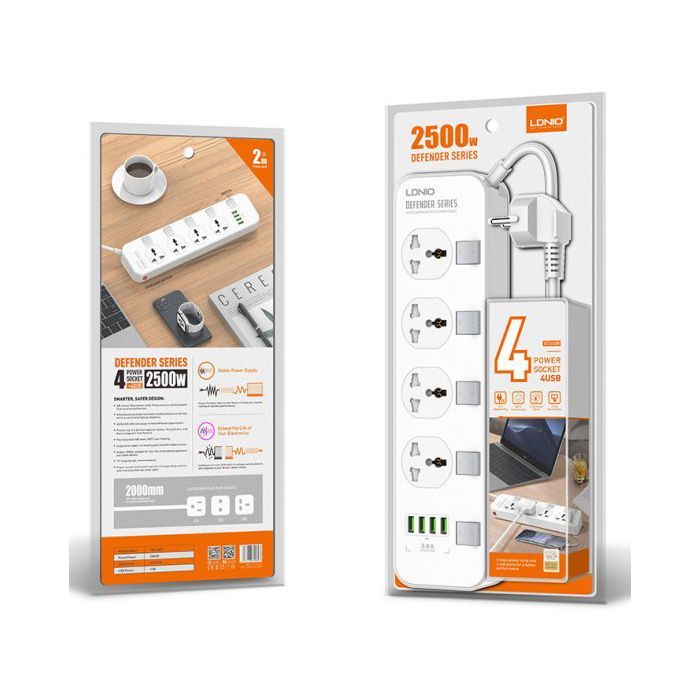 Мережевий фільтр живлення LDNIO SC4408, 4 роз+4USB (SC4408) зображення 5