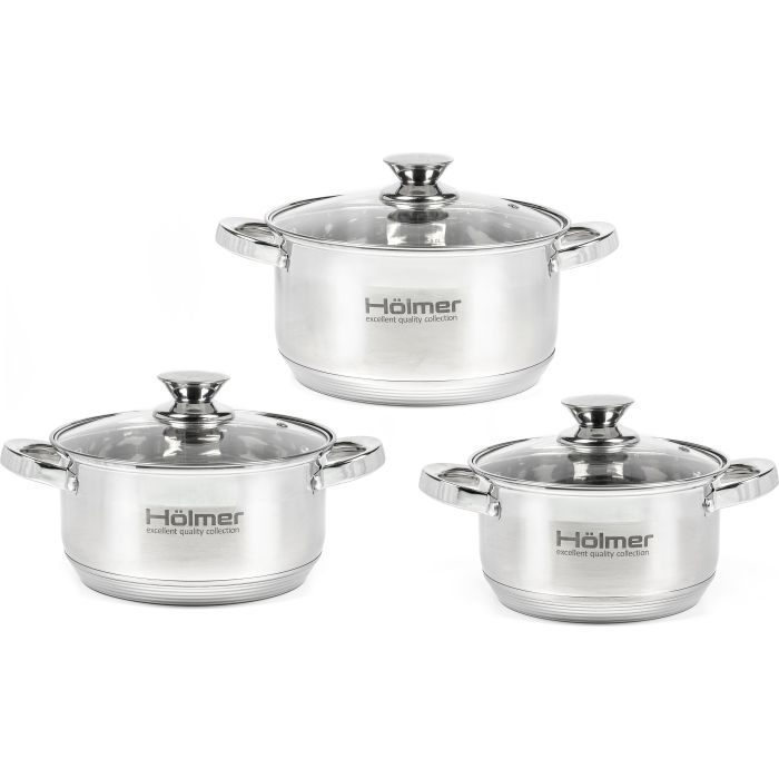 Набор посуды Hölmer з кришками 1,5л/2,7л/5л (CS-1652-SS)
