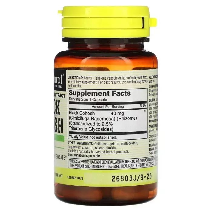 Трави Mason Natural Клопогон, Black Cohosh, Standardized Extract, 60 капсул (MAV-13045) зображення 2