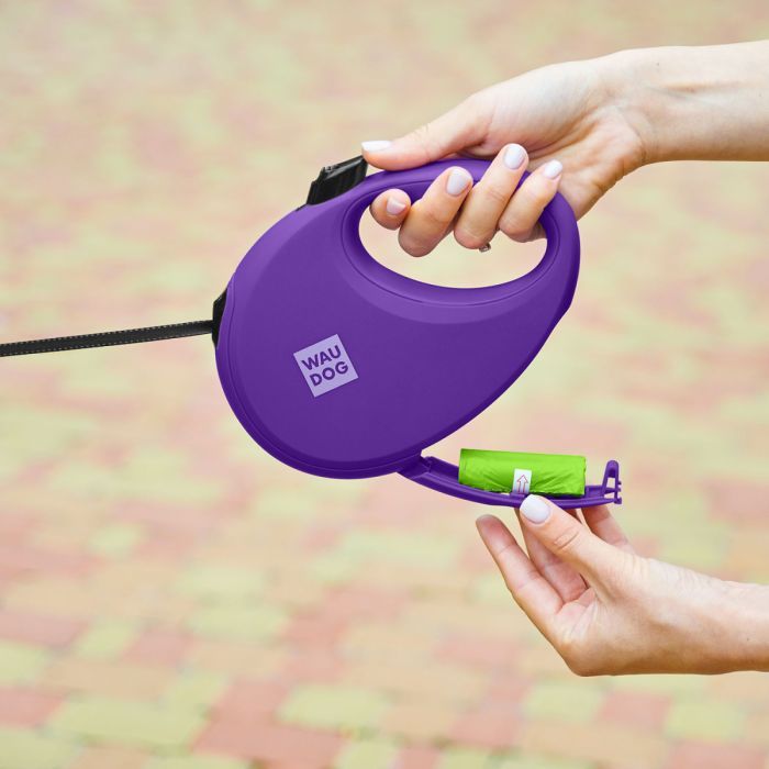Повідець для собак WAUDOG R-leash з контейнером для пакетів S до 12 кг 3 м фіолетовий (26279) зображення 7