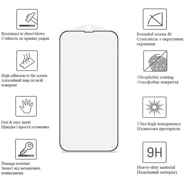 Скло захисне Drobak Matte Glass A+ Apple iPhone 15 Plus (Black) (292952) зображення 2