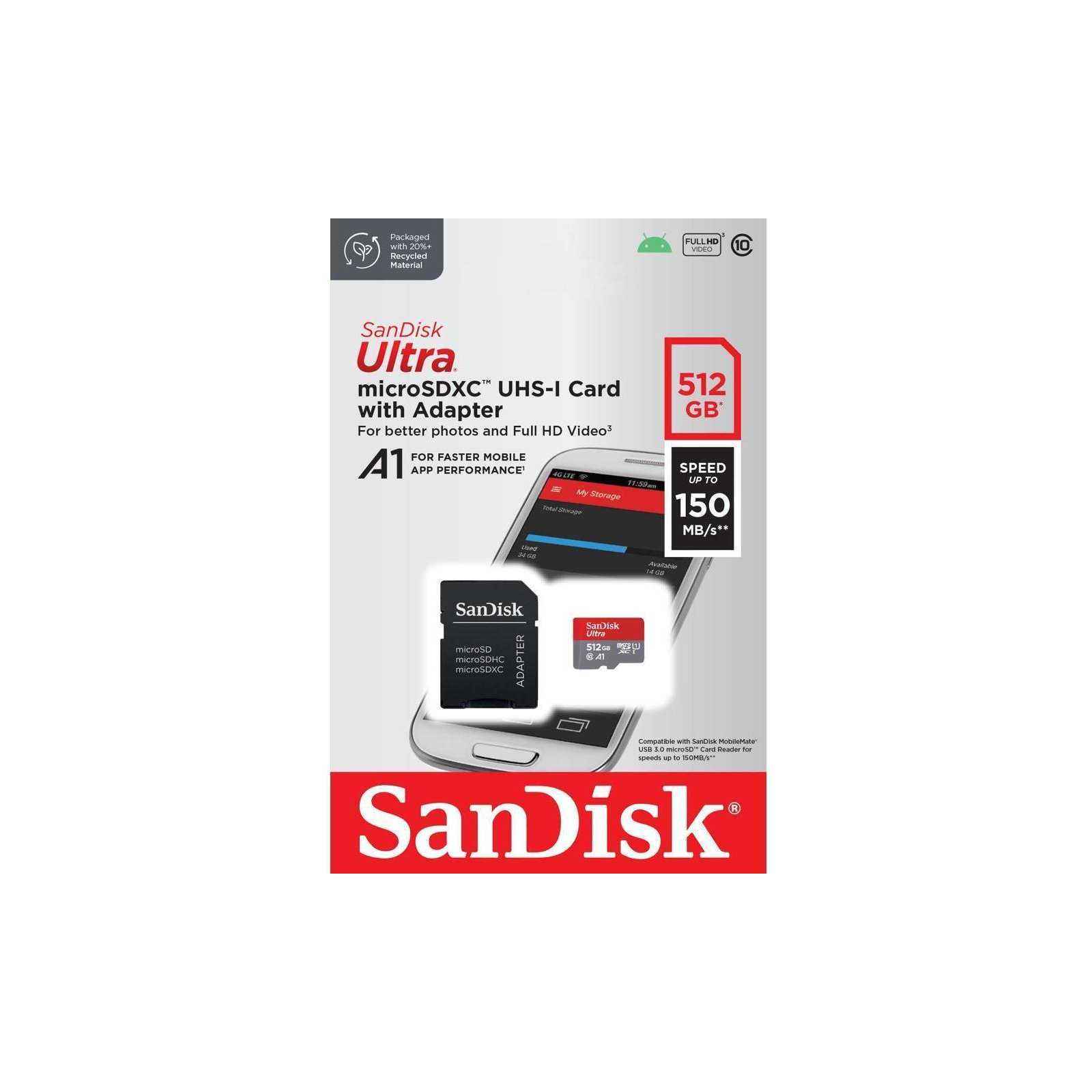 Карта пам'яті SanDisk 512GB microSDXC class 10 UHS-I Ultra (SDSQUAC-512G-GN6MA) зображення 3