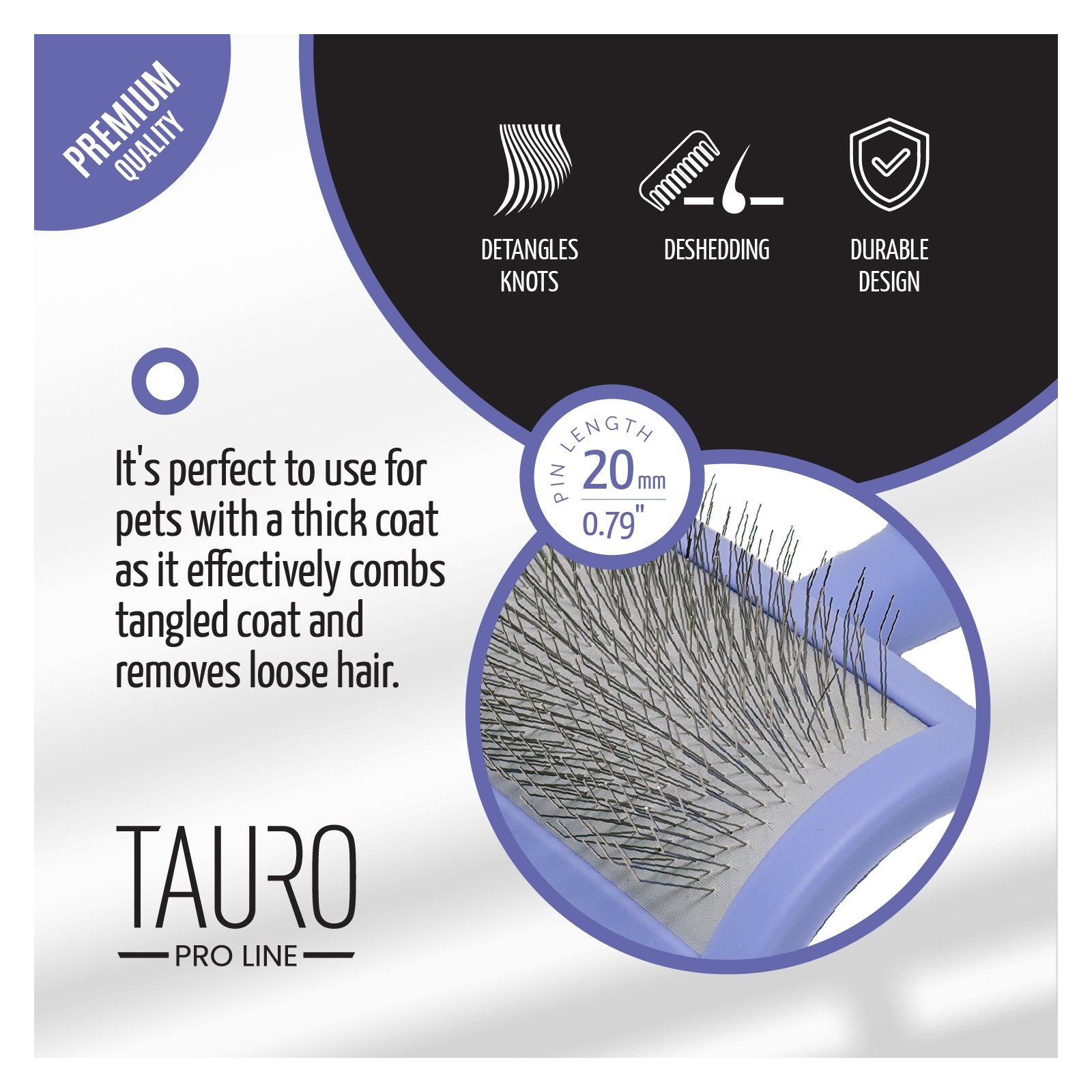 Гребінець для тварин Tauro Pro Line teeth 20 мм фіолетовий (TPLY63479) зображення 3