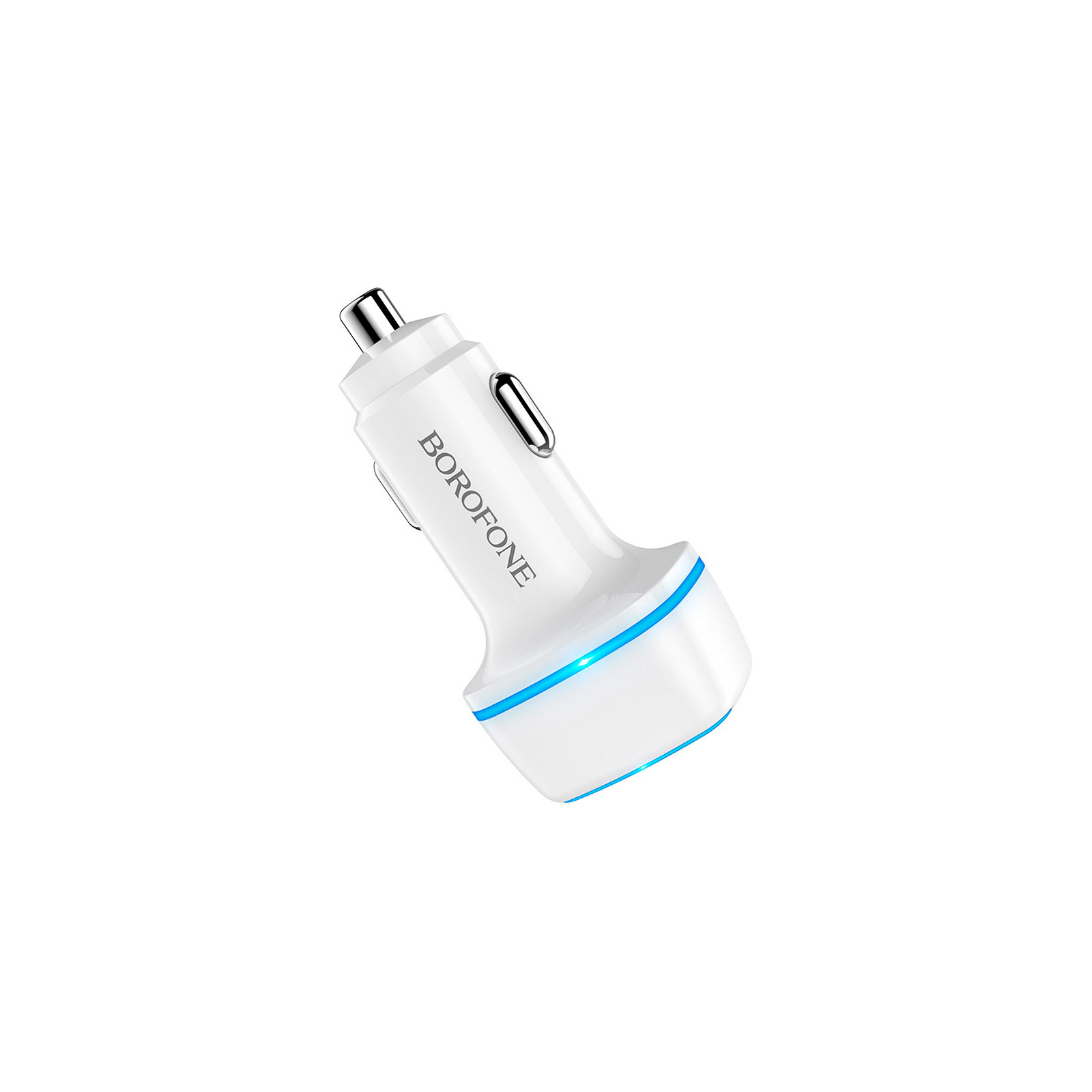 Зарядний пристрій BOROFONE BZ14 Max dual port ambient light car charger 2 USB White (BZ14W) зображення 2