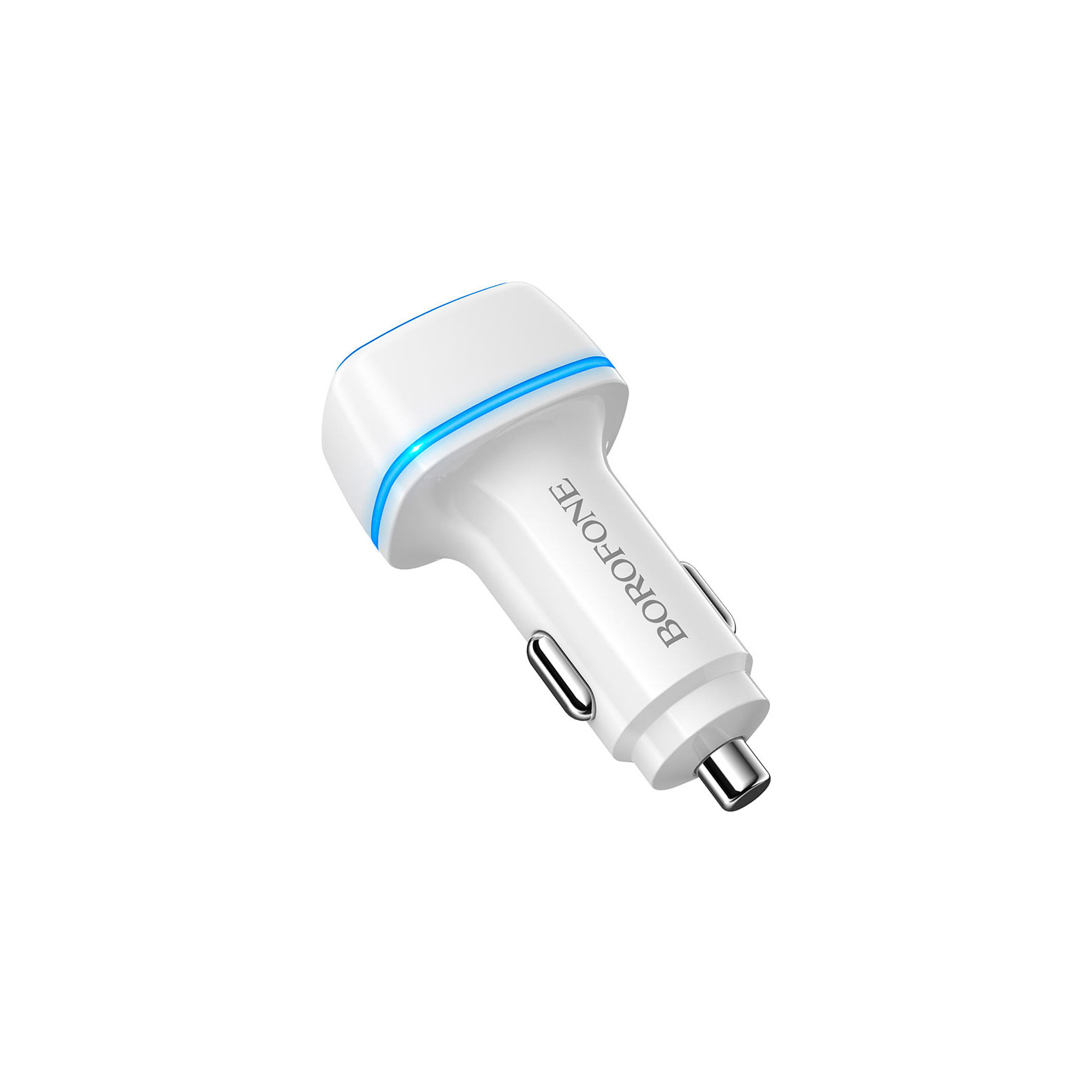 Зарядний пристрій BOROFONE BZ14 Max dual port ambient light car charger 2 USB White (BZ14W) зображення 3