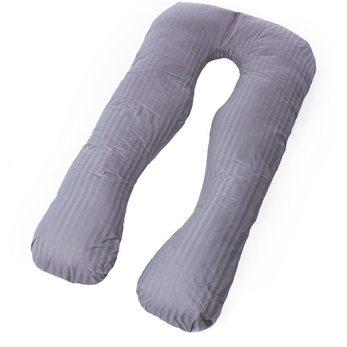 Подушка MirSon для вагітних і відпочинку Satin Stripe №8027 U-подібна Light Gray (2200006178651)