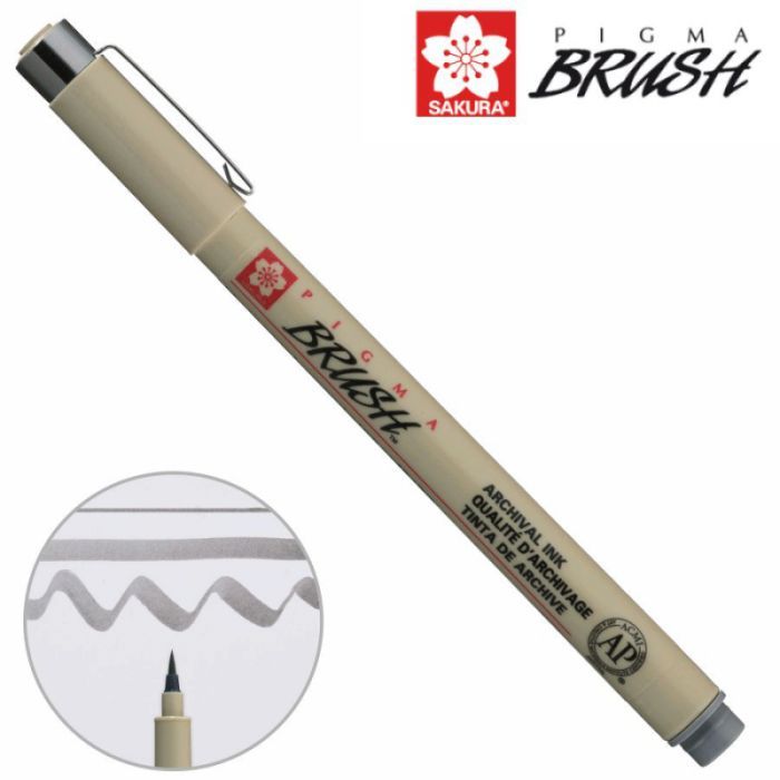 Лайнер Sakura кисть PIGMA Brush, Серый (084511333017)
