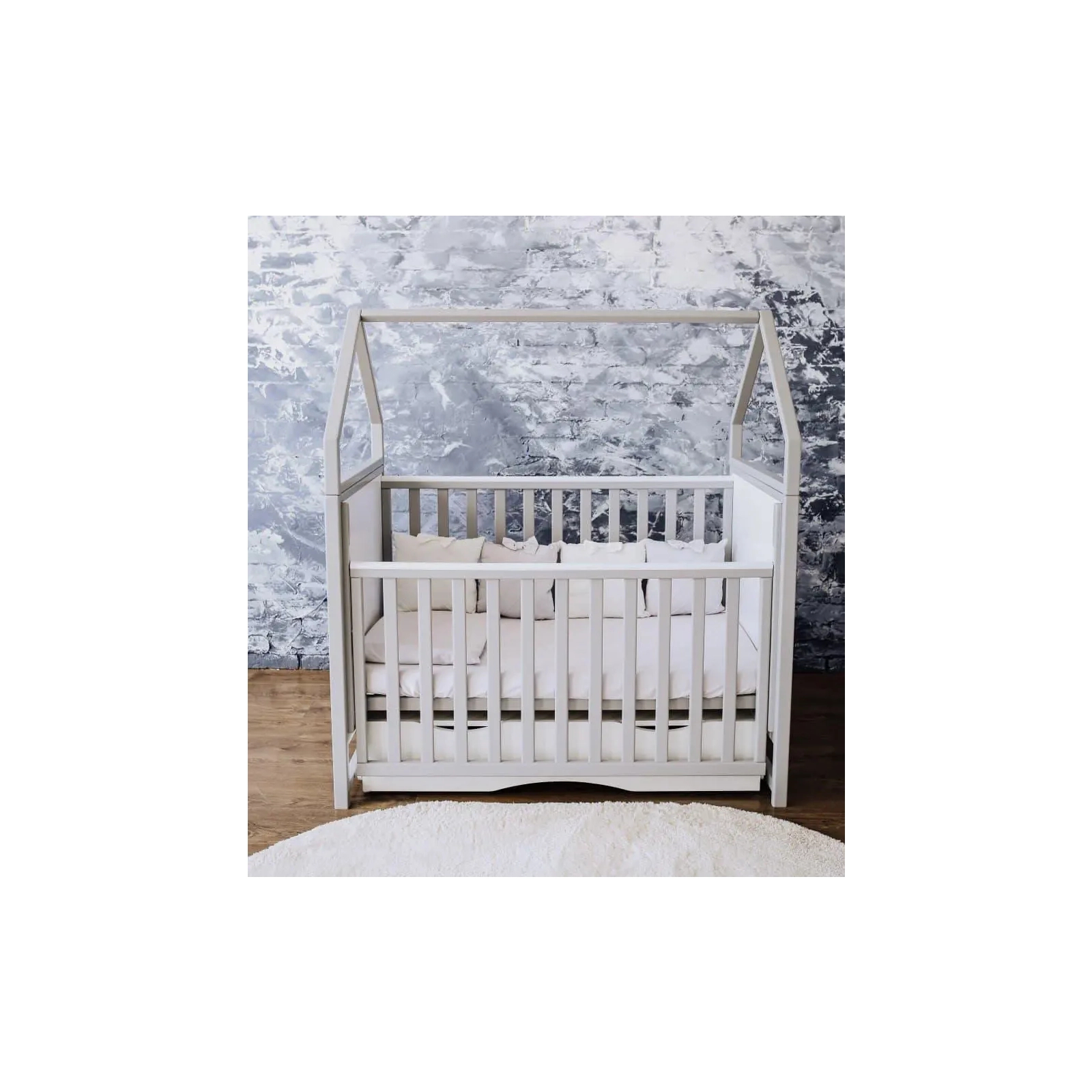 Кроватка Angelo Домик (бело-серая) 120х60 (12004) изображение 4