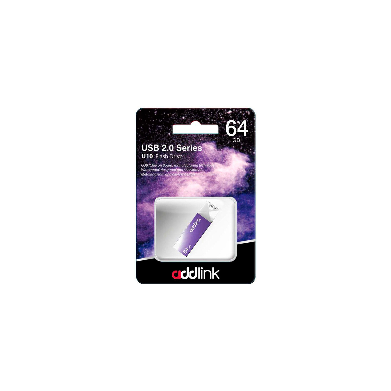 USB флеш накопичувач AddLink 64GB U10 Violet USB 2.0 (ad64GBU10V2) зображення 2