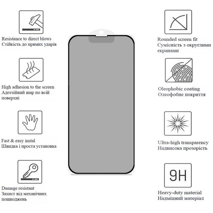 Стекло защитное Drobak Matte Ceramics Anty Spy Apple iPhone 15 (292925) изображение 2