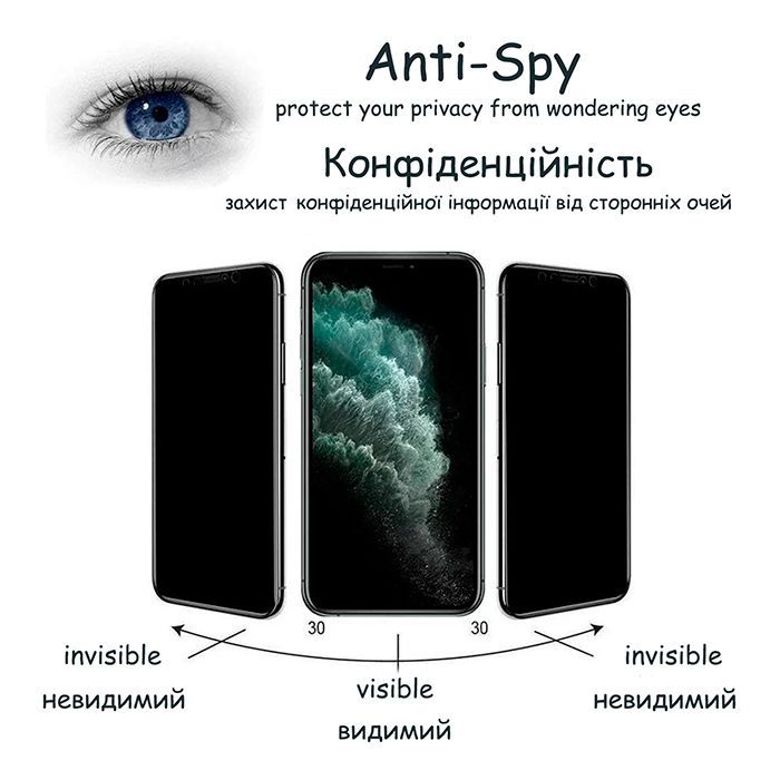 Стекло защитное Drobak Matte Ceramics Anty Spy Apple iPhone 15 (292925) изображение 6