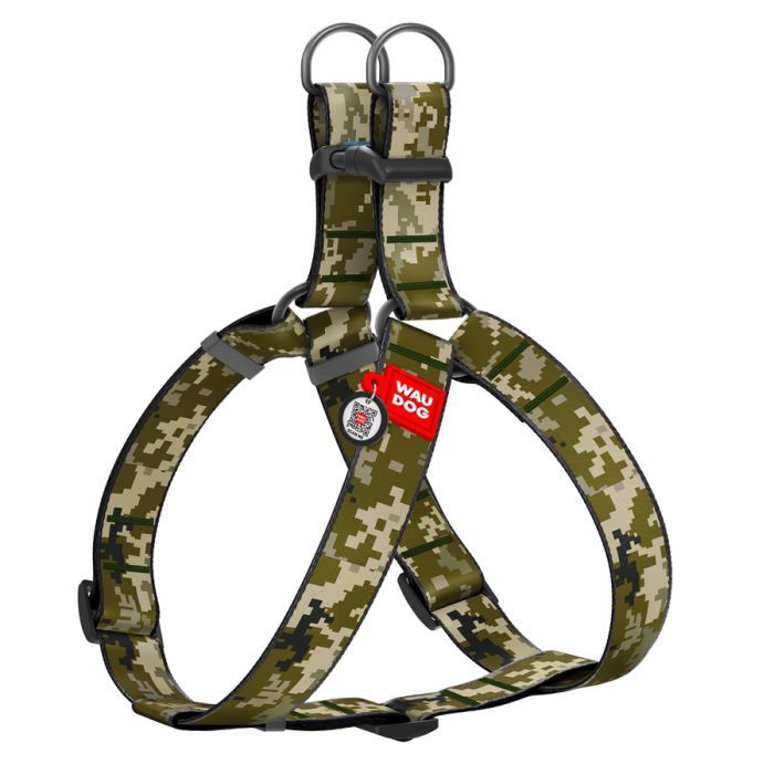 Шлей для собак WAUDOG Nylon с QR паспортом "Милитари" пластиковый фастекс XL (324-4026)