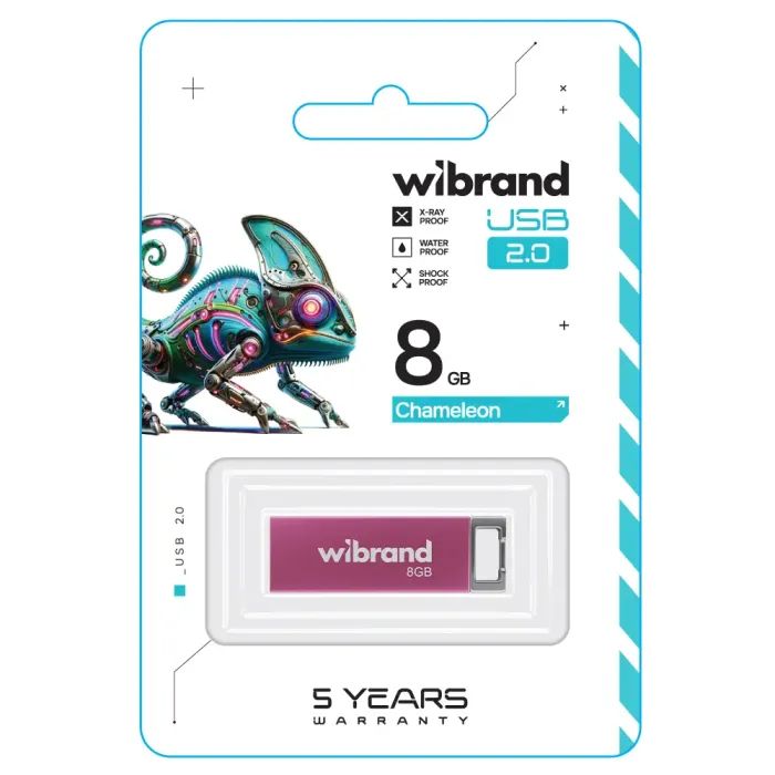 USB флеш накопичувач Wibrand 8GB Chameleon Black USB 2.0 (WI2.0/CH8U6B) зображення 2
