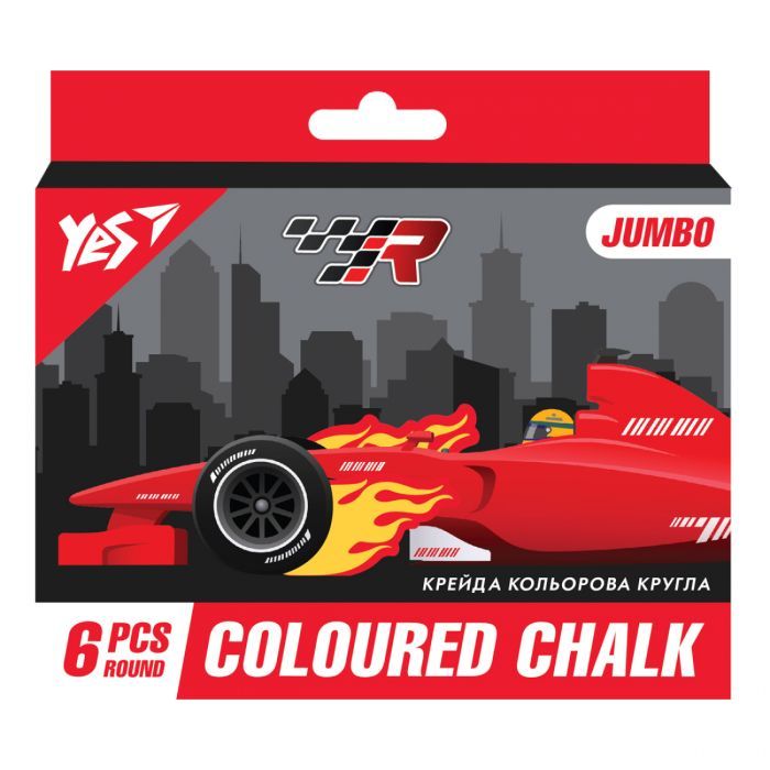 Мел Yes цветной Race legend 6 шт, JUMBO (400465)