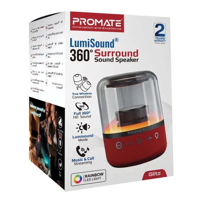 Акустична система Promate Glitz Red (glitz.red) зображення 2