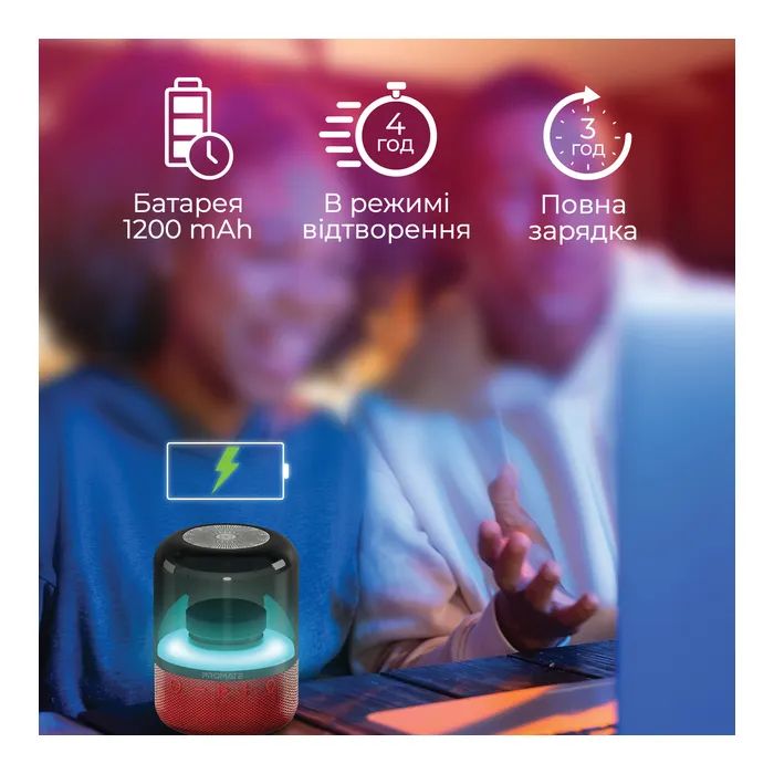 Акустична система Promate Glitz Red (glitz.red) зображення 5