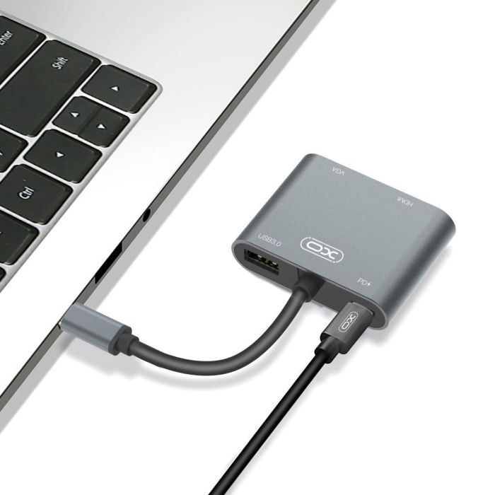 Переходник XO 4-in-1 Dock USB-C (HDMI/VGA/USB3.0/USB-C PD) (XO-HUB001SL) изображение 5