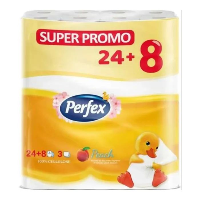 Туалетная бумага Perfex Персик 3 слоя 24+8 шт. (8606110850652)