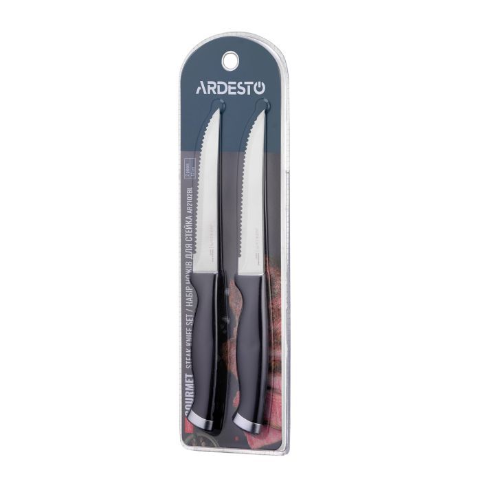 Набор ножей Ardesto Gemini Gourmet, 2 предмети, нержавіюча сталь, пластик, чорний (AR2102BL) изображение 4
