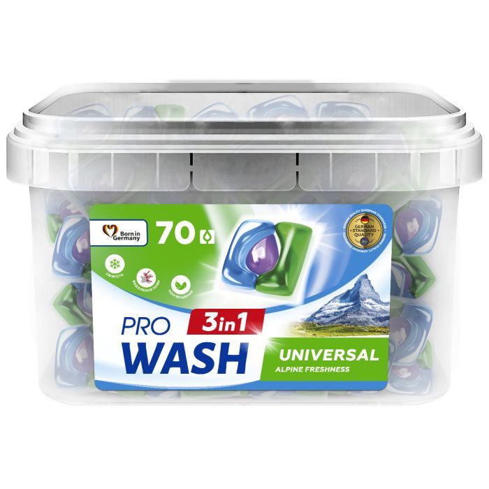 Капсулы для стирки Pro Wash Universal Альпийская свежесть 70 шт. (4823128004974)
