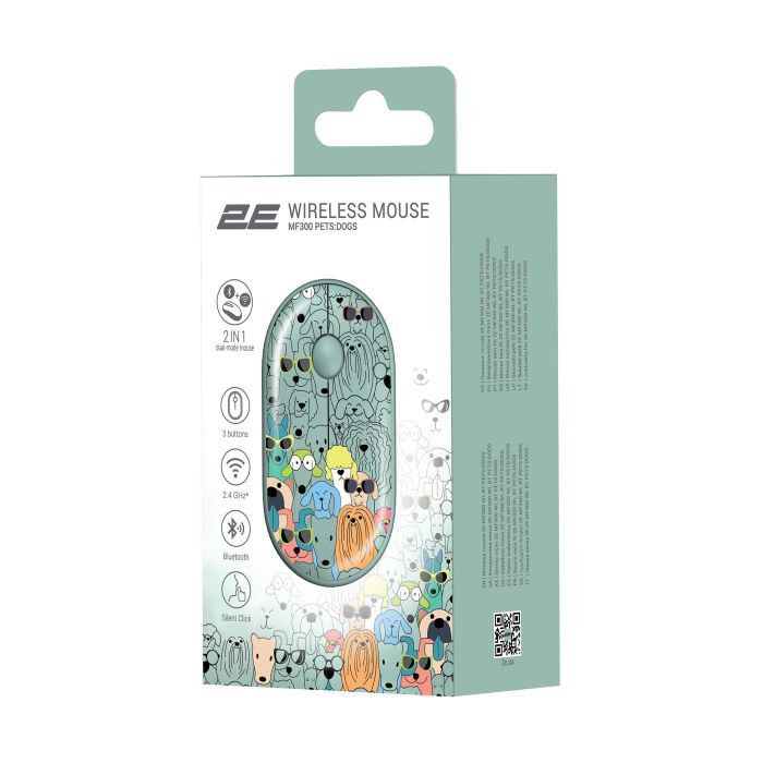 Мишка 2E MF300 PETSDOGS Silent Wireless/Bluetooth Green (2E-MF300WPETSGN) зображення 6