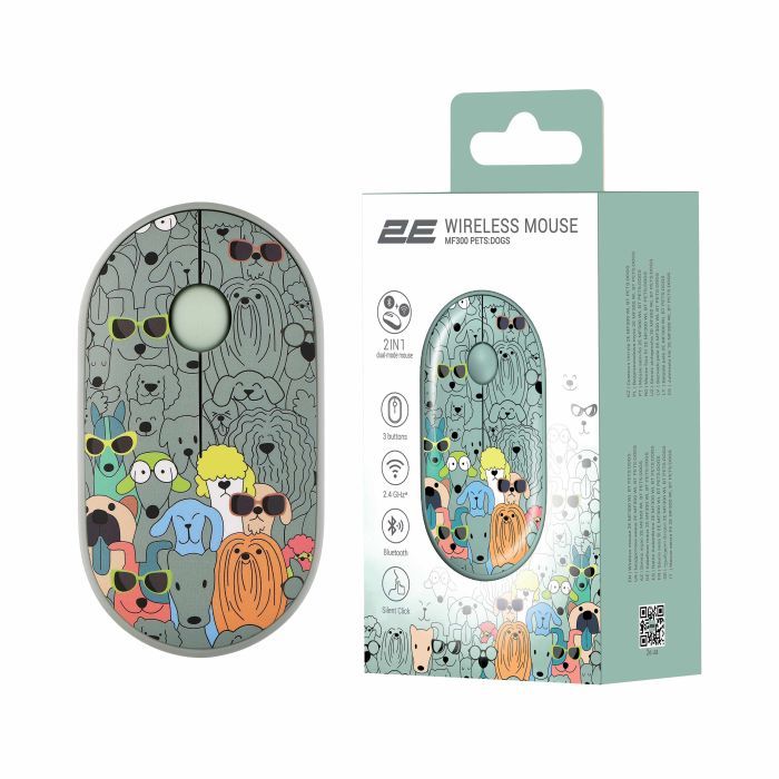 Мишка 2E MF300 PETSDOGS Silent Wireless/Bluetooth Green (2E-MF300WPETSGN) зображення 7