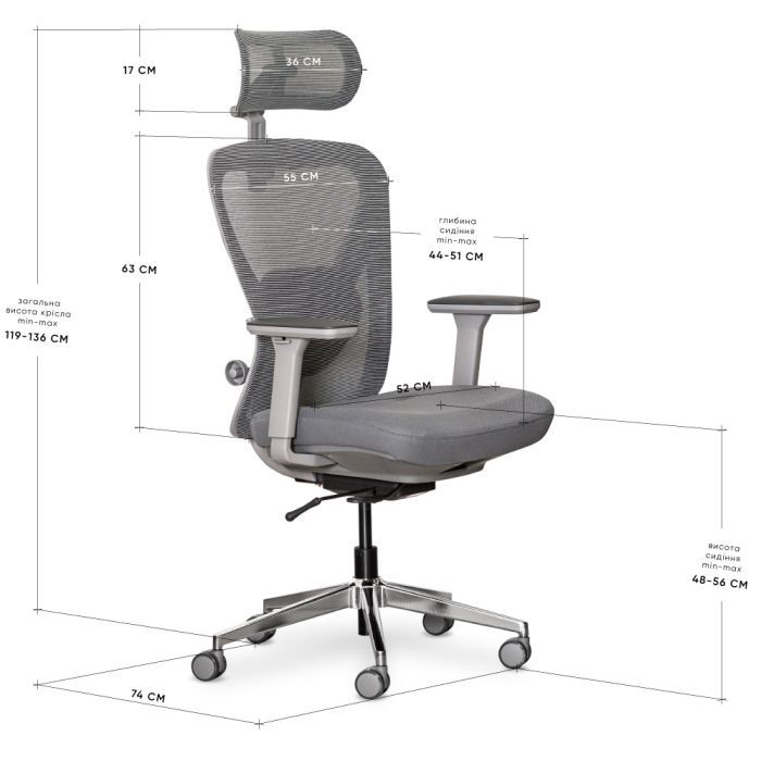 Офисное кресло Mealux Q1 Air Fabric Grey (HF-Q1 F/G) изображение 11