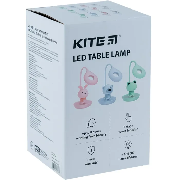 Настільна лампа Kite Bunny LED з акумулятором, біла (K24-492-1-1) зображення 4