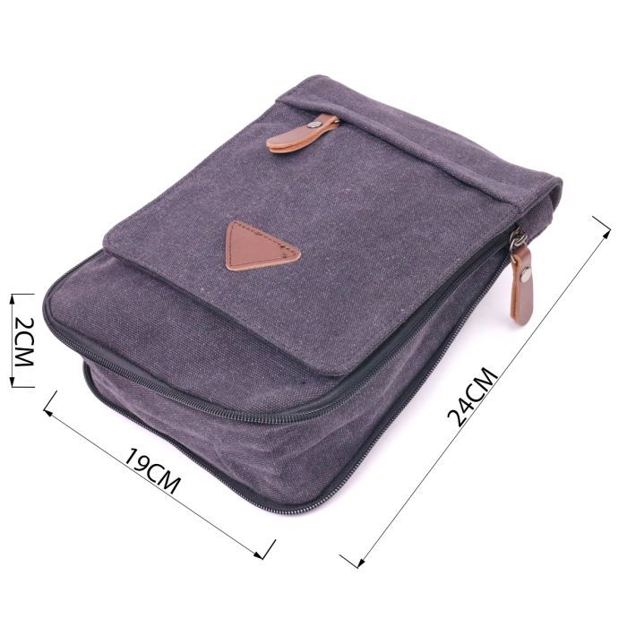 Сумка Vintage Вертикальная мужская текстильная Черная (21265) изображение 3