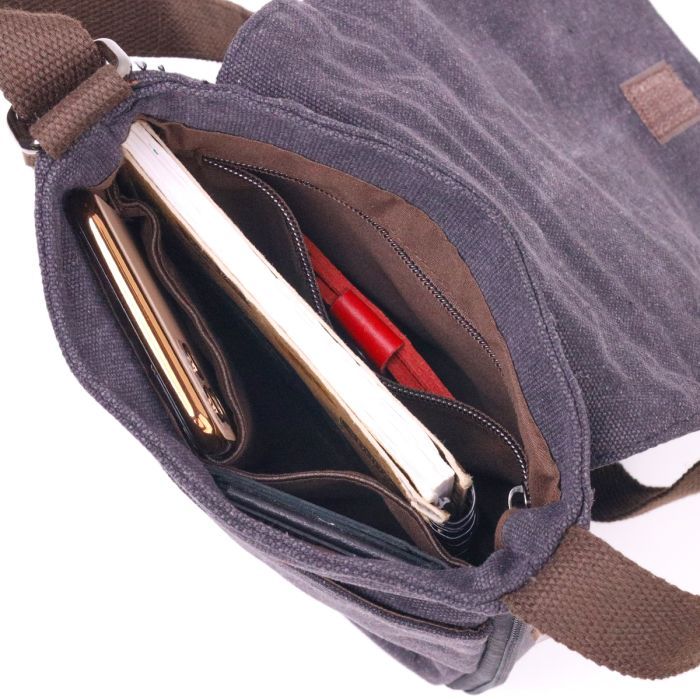 Сумка Vintage Вертикальная мужская текстильная Черная (21265) изображение 7