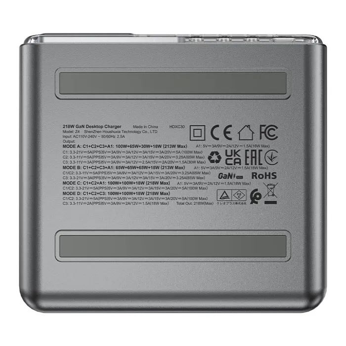 Зарядний пристрій Acefast 4xUSB 218W (3xUSB-C + USB-A) Gan Z4 Fast Charger (6974316282587) зображення 6