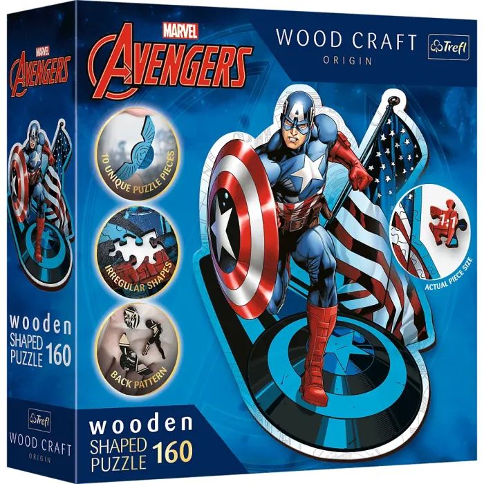 Пазл Trefl Wooden Marvel Heroes Бесстрашный Капитан Америка 160 элементов (5900511201949)