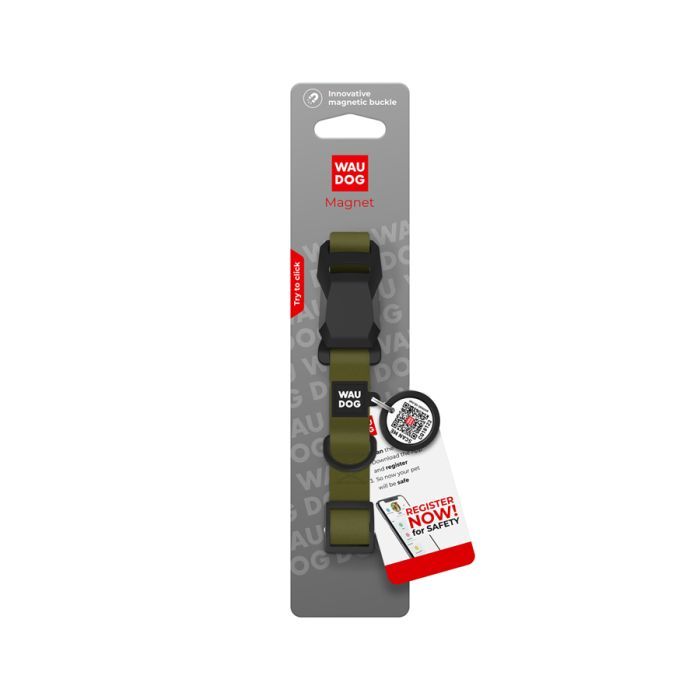 Ошейник для животных WAUDOG Magnet c QR паспортом, магнитная пряжка-фастекс S лимонный (279426) изображение 4