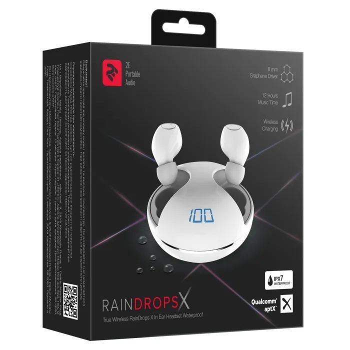 Наушники 2E RainDrops Х True Wireless Waterproof Mic White (2E-EBTWRDXWH_GIFT) изображение 8