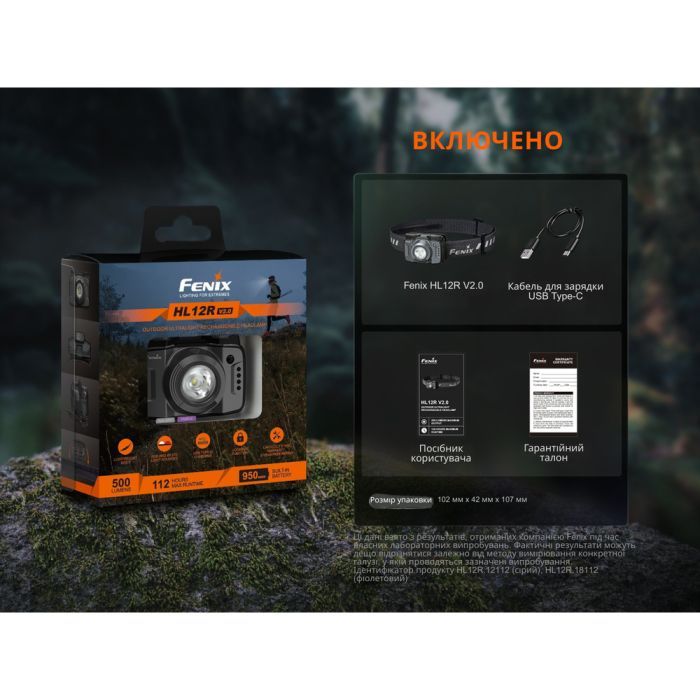 Фонарь Fenix HL12R V2.0 фіолетовий (HL12RV20P) изображение 12
