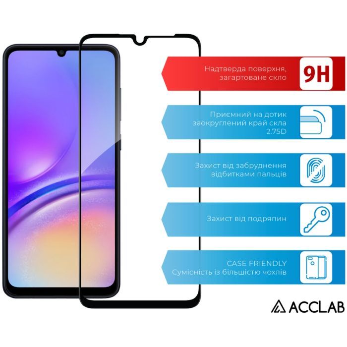 Скло захисне ACCLAB Full Glue Samsung A05 Black (1283126578304) зображення 3