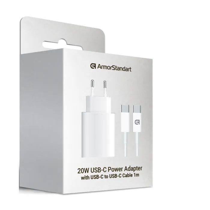 Зарядное устройство Armorstandart AMHJ83 20W USB-C White + cable USB-C to USB-C (ARM77725) изображение 8