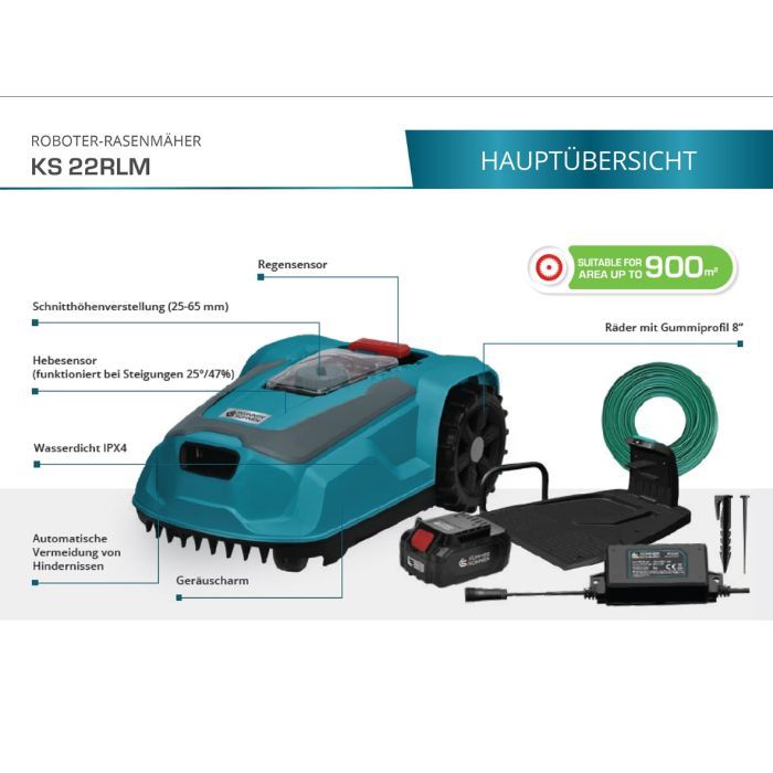 Газонокосилка Konner&Sohnen робот 22RLM 18V, 4Ah (KS22RLM) изображение 10