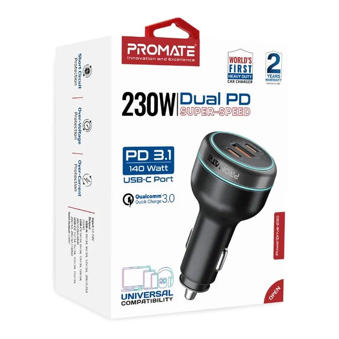 Зарядний пристрій Promate 2xUSB-C PD + USB-A QC3.0 (powerdrive-230) зображення 9