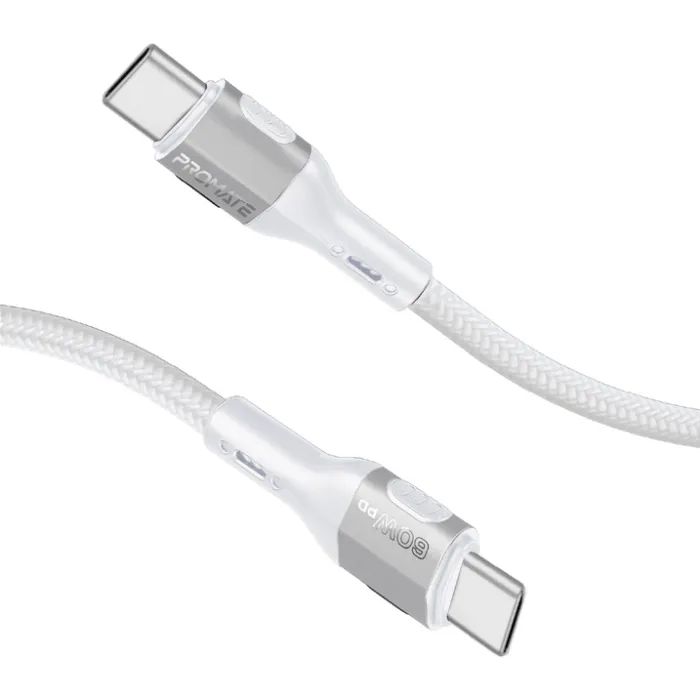 Дата кабель USB-C to USB-C 1.2m 60W PD FletchLink-CC black Promate (fletchlink-cc.black)