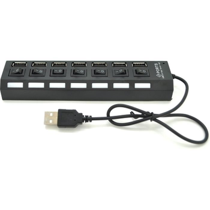 Концентратор Voltronic USB 2.0 to 7xUSB with switches black (YT-H7SHS-B)