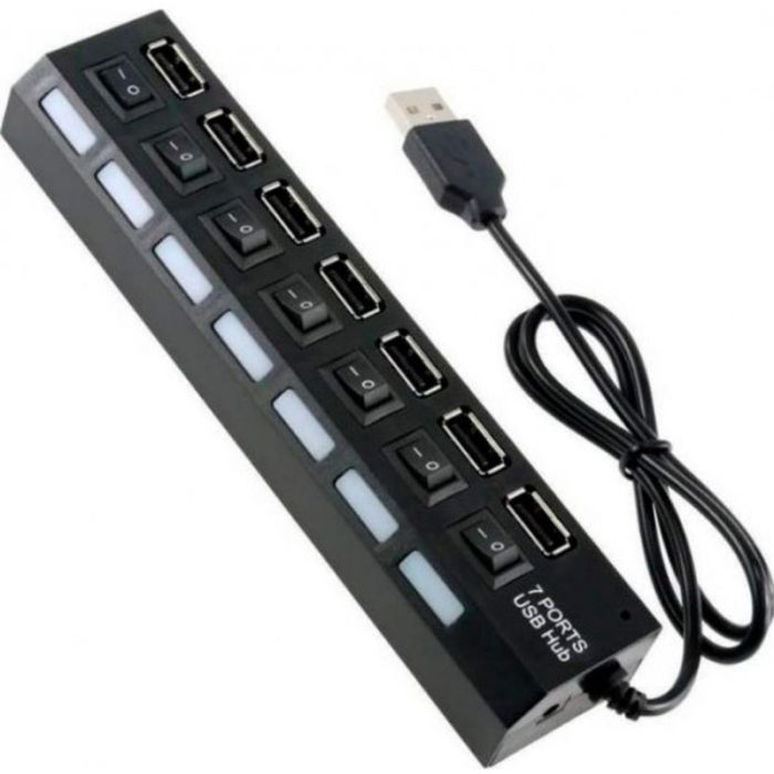Концентратор Voltronic USB 2.0 to 7xUSB with switches black (YT-H7SHS-B) изображение 2