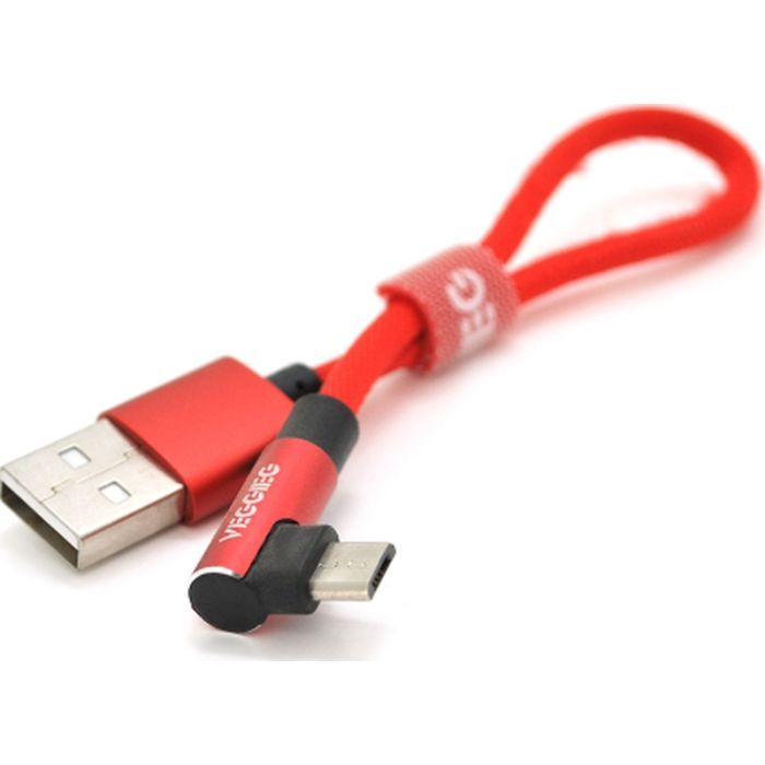 Дата кабель USB 2.0 AM to Micro 5P 0.2m 2.4A black VEGGIEG (YT-UA-20R)