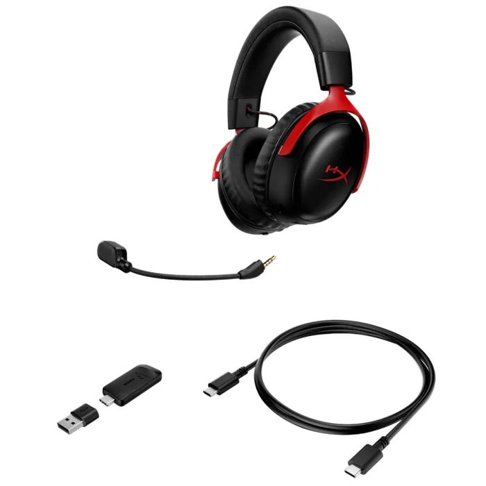 Навушники HyperX Cloud III S Wireless/USB-A/USB-C Black/Red (A59Z0AA) зображення 3