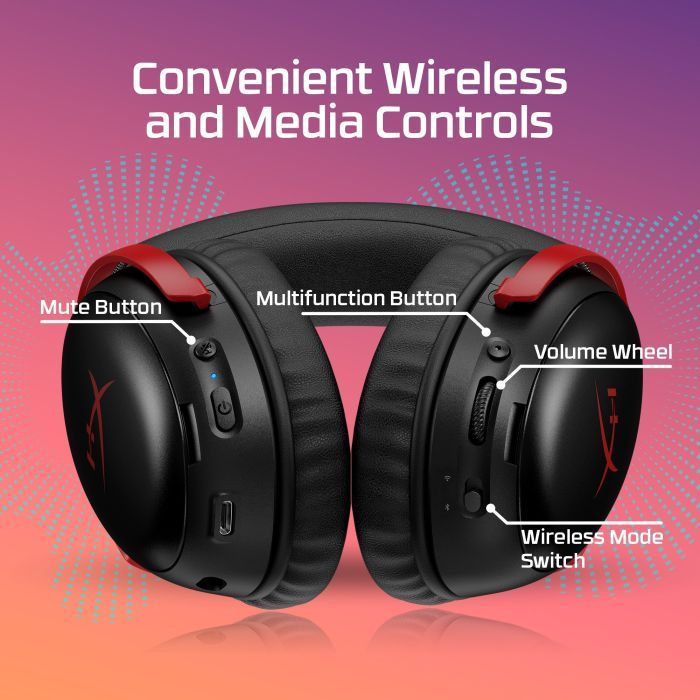 Навушники HyperX Cloud III S Wireless/USB-A/USB-C Black/Red (A59Z0AA) зображення 5