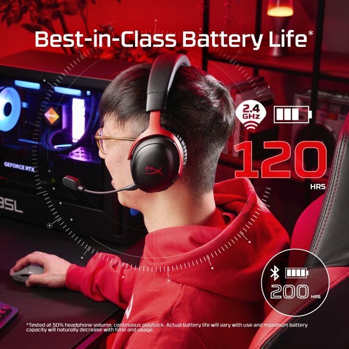 Навушники HyperX Cloud III S Wireless/USB-A/USB-C Black/Red (A59Z0AA) зображення 9
