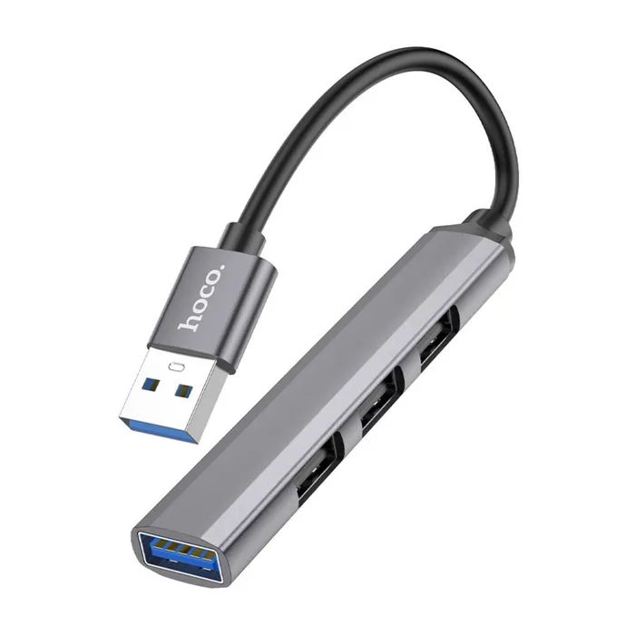 Концентратор HOCO USB to USB 3.0 + 3xUSB 2.0 metal gray (6931474765468)